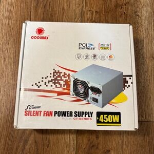 Coolmax CT-450 450W ATX Power Supply 80mm Silent Fan PCI PSU New Open Box